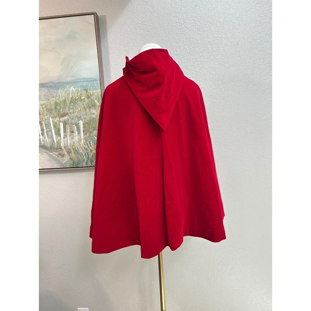 Vintage Red Velvet Hooded Cape Little Red Riding Hood Costume Cloak Cottagecore